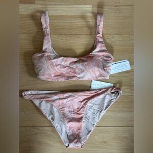 L*Space Peach, Pink Cream & Pale Gold Swirl Bikini Set NWT